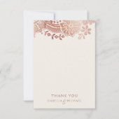 Roos gouden elegante  kanten bruiloft dank u bedankkaart (Voorkant)