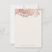 Roos gouden elegante  kanten bruiloft dank u bedankkaart (Achterkant)