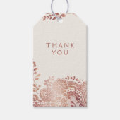 Roos gouden elegante  kanten bruiloft dank u cadeaulabel (Voorkant)