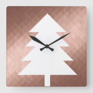 Roos gouden elegante kerstboom vierkante klok