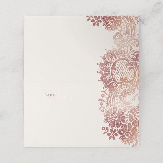 Roos gouden elegante  plattegrond voor bruiloft plaatskaartje (Buitenkant ongevouwen)