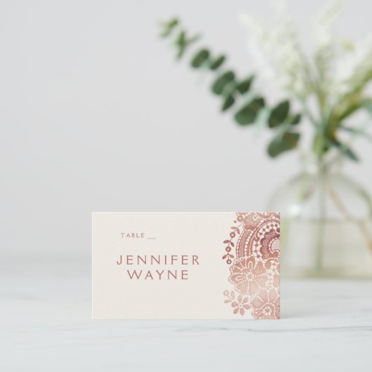 Roos gouden elegante  plattegrond voor bruiloft plaatskaartje (Staand voorkant)