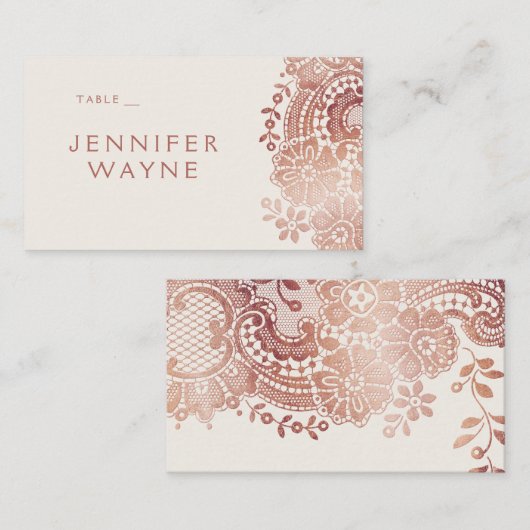 Roos gouden elegante  plattegrond voor bruiloft plaatskaartje (Voorkant / Achterkant)