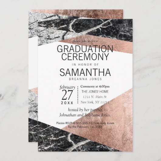 Roos gouden en marmeren Afstuderen ceremonie Kaart (Voorkant / Achterkant)