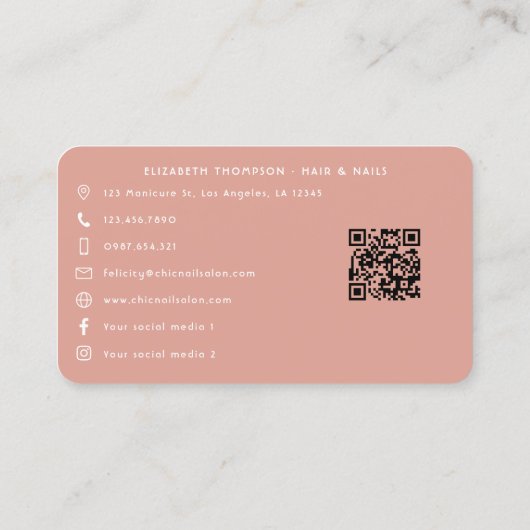 Roos gouden en roze Afro-Amerikaanse nagelsalon Visitekaartje (Achterkant)
