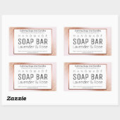Roos gouden en roze handgemaakte zeepetiketten rechthoekige sticker (Vel)