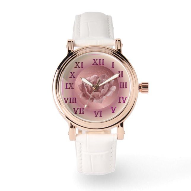 Roos gouden en roze horloge (Voorkant)