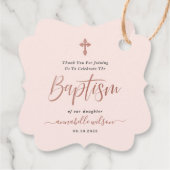 Roos gouden en roze meisje doop dank u bedankjes labels (Achterkant)