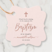 Roos gouden en roze meisje doop dank u bedankjes labels (Voorkant)