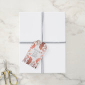 Roos Gouden en Witte Bloemen Krans - Bruiloft Cadeaulabel (Met Touw)