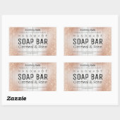 Roos gouden en witte houten handgemaakte zeepetike rechthoekige sticker (Vel)