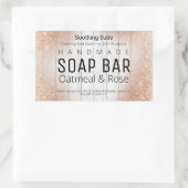 Roos gouden en witte houten handgemaakte zeepetike rechthoekige sticker (Tas)