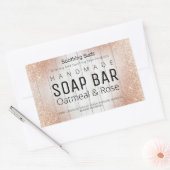 Roos gouden en witte houten handgemaakte zeepetike rechthoekige sticker (Envelop)