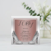 Roos gouden en zilveren stiletto's 40e verjaardag kaart (Staand voorkant)