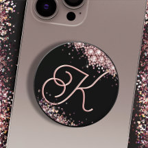 Roos gouden en zwarte glitter diamanten monogram