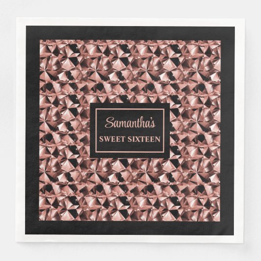 Roos gouden en zwarte servetten Elegant Party Wrap (Voorkant)