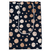 Roos gouden en zwarte stippen  patroon middelgrote medium cadeauzakje (Achterkant)