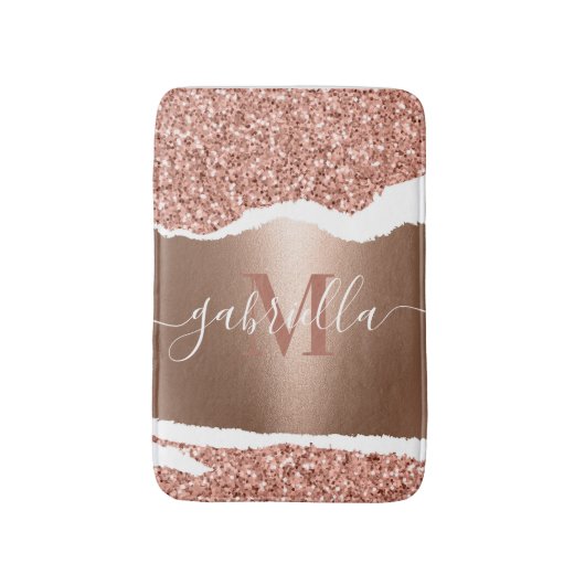 Roos Gouden Faux en Glitter Badmat (Voorkant Verticaal)