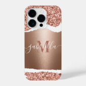 Roos Gouden Faux en Glitter iPhone Hoesje (Achterkant)