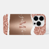 Roos Gouden Faux en Glitter iPhone Hoesje (Achterkant horizontaal)