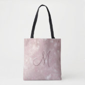 roos gouden faux foli tropica blad monogram canvas tote bag (Voorkant)