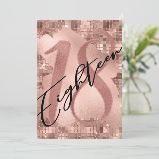 Roos Gouden Faux Folie 18e Verjaardag Kaart (Staand voorkant)