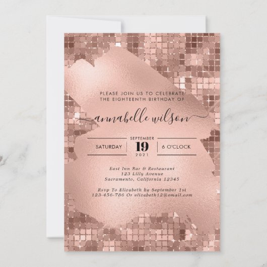 Roos Gouden Faux Folie 18e Verjaardag Kaart (Achterkant)