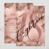 Roos Gouden Faux Folie 18e Verjaardag Kaart (Voorkant / Achterkant)