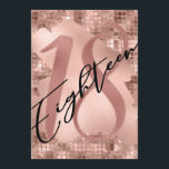 Roos Gouden Faux Folie 18e Verjaardag Kaart<br><div class="desc">Chique,  trendy 18e verjaardagsfeestje uitnodiging. Ontwerp beschikt over sprankelende rozen gouden achtergrond met rozen gouden faux folie slag,  typografie script achttien en nummer 18 op de voorkant. Personaliseer verder met partijgegevens op de achterkant.</div>