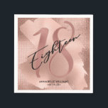 Roos Gouden Faux Folie 18e Verjaardag Servet<br><div class="desc">Chique,  trendy servetten voor de 18e verjaardag. Ontwerp beschikt over sprankelende rozen gouden achtergrond met rozen gouden faux folie slag,  typografie script achttien en nummer 18 op de voorkant. Personaliseer verder met een naam en een datum.</div>