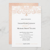 Roos Gouden Faux Folie Boho Chic Bruiloft Uitnodig Kaart (Voorkant / Achterkant)