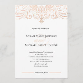 Roos Gouden Faux Folie Boho Chic Bruiloft Uitnodig Kaart