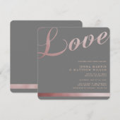 Roos Gouden Faux Folie Kalligrafie Bruiloft Uitnod Kaart (Voorkant / Achterkant)