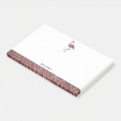 Roos Gouden Faux Glitter en Witte Flamingo & Rand Post-it® Notes (Schuin)
