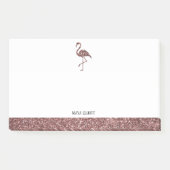 Roos Gouden Faux Glitter en Witte Flamingo & Rand Post-it® Notes (Voorkant)