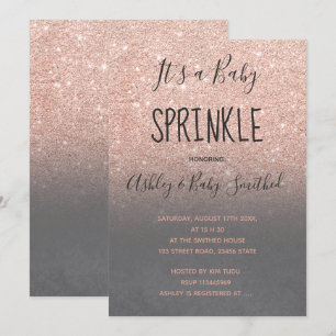 Roos gouden faux glitter grijs ombre baby sprinkle kaart
