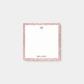 Roos Gouden Faux Glitter Hart & Rand w / Wit Post-it® Notes (Voorkant)