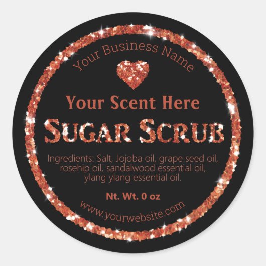 Roos gouden faux glitter label zelfgemaakte suiker (Voorkant)