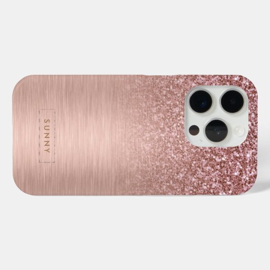 Roos-gouden Faux Glitter & Metallic Textuur Case-Mate iPhone Case (Achterkant (horizontaal))