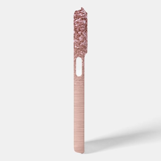 Roos-gouden Faux Glitter & Metallic Textuur Case-Mate iPhone Case (Achterkant / Rechts)