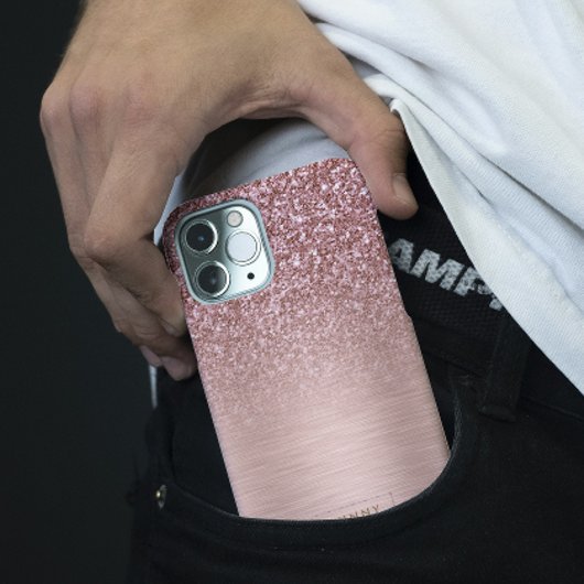 Roos-gouden Faux Glitter & Metallic Textuur Case-Mate iPhone Case