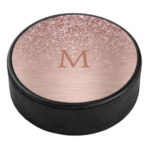 Roos-gouden Faux Glitter & Metallic Textuur Hockey Puck