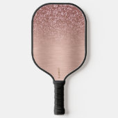 Roos-gouden Faux Glitter & Metallic Textuur Pickleball Paddle (Voorkant)