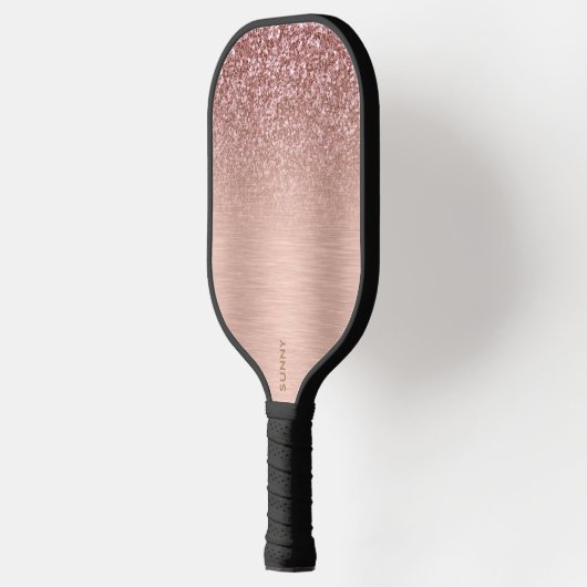 Roos-gouden Faux Glitter & Metallic Textuur Pickleball Paddle (Links)