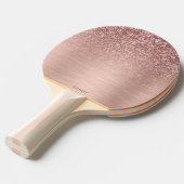 Roos-gouden Faux Glitter & Metallic Textuur Tafeltennisbatje (Voorkant Gekanteld)