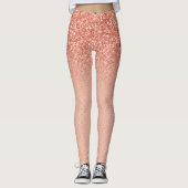 Roos-gouden faux glitter ombre leggings (Voorkant)