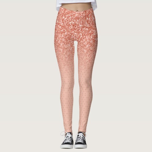Roos-gouden faux glitter ombre leggings (Voorkant)