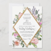 Roos Gouden Faux Glitter Romantisch Geschilderd Bl Kaart (Voorkant)