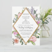 Roos Gouden Faux Glitter Romantisch Geschilderd Bl Kaart (Staand voorkant)