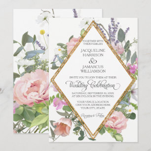 Roos Gouden Faux Glitter Romantisch Geschilderd Bl Kaart